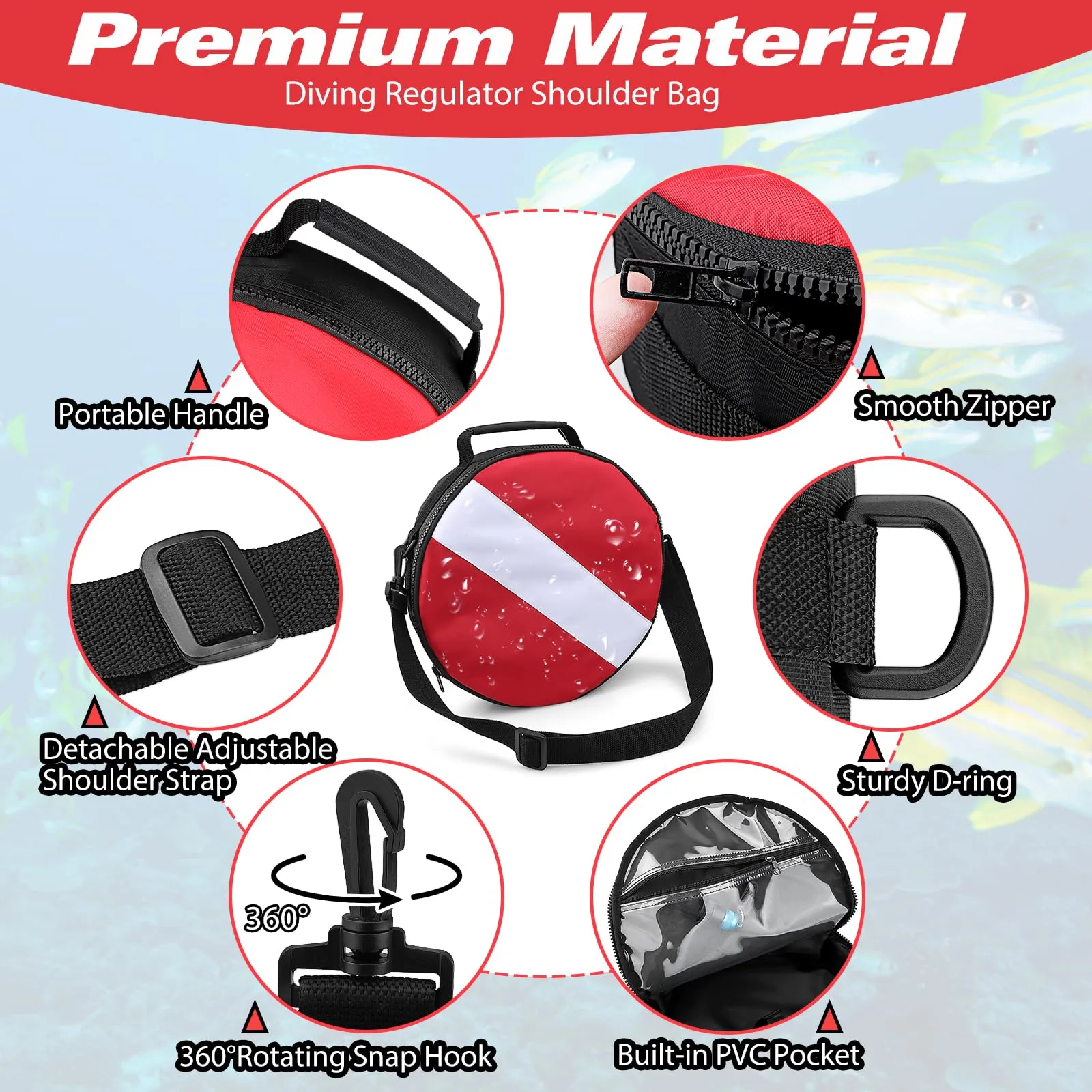 Portable Scuba Regulator Bag, Professional Diving Travel Bags Protective Gear Carry Handbag with Adjustable Shoulder Strap for Divers
