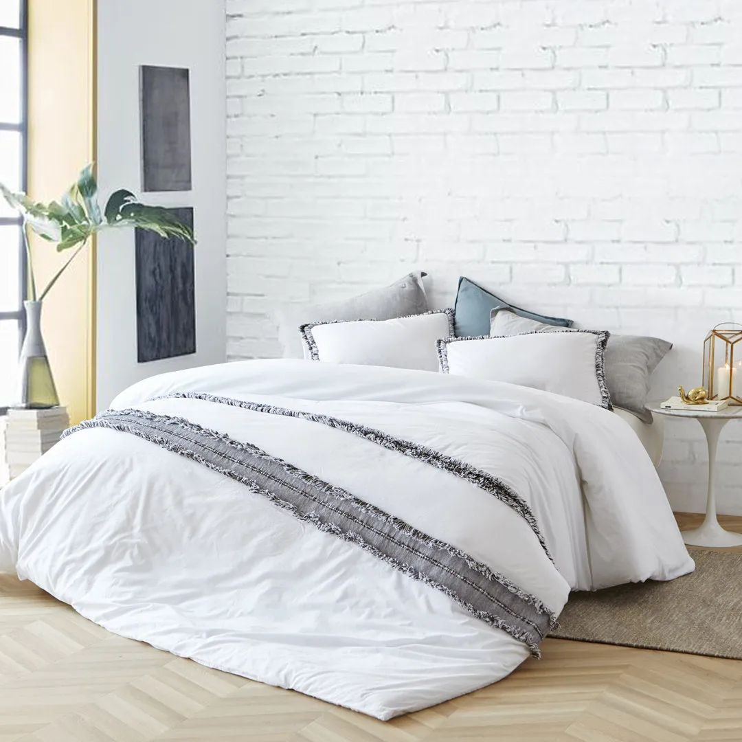 Portugal Boa Noite 200TC Washed Percale Cotton Fringe Duvet Cover Byourbed Size: Twin XL Duvet Cover