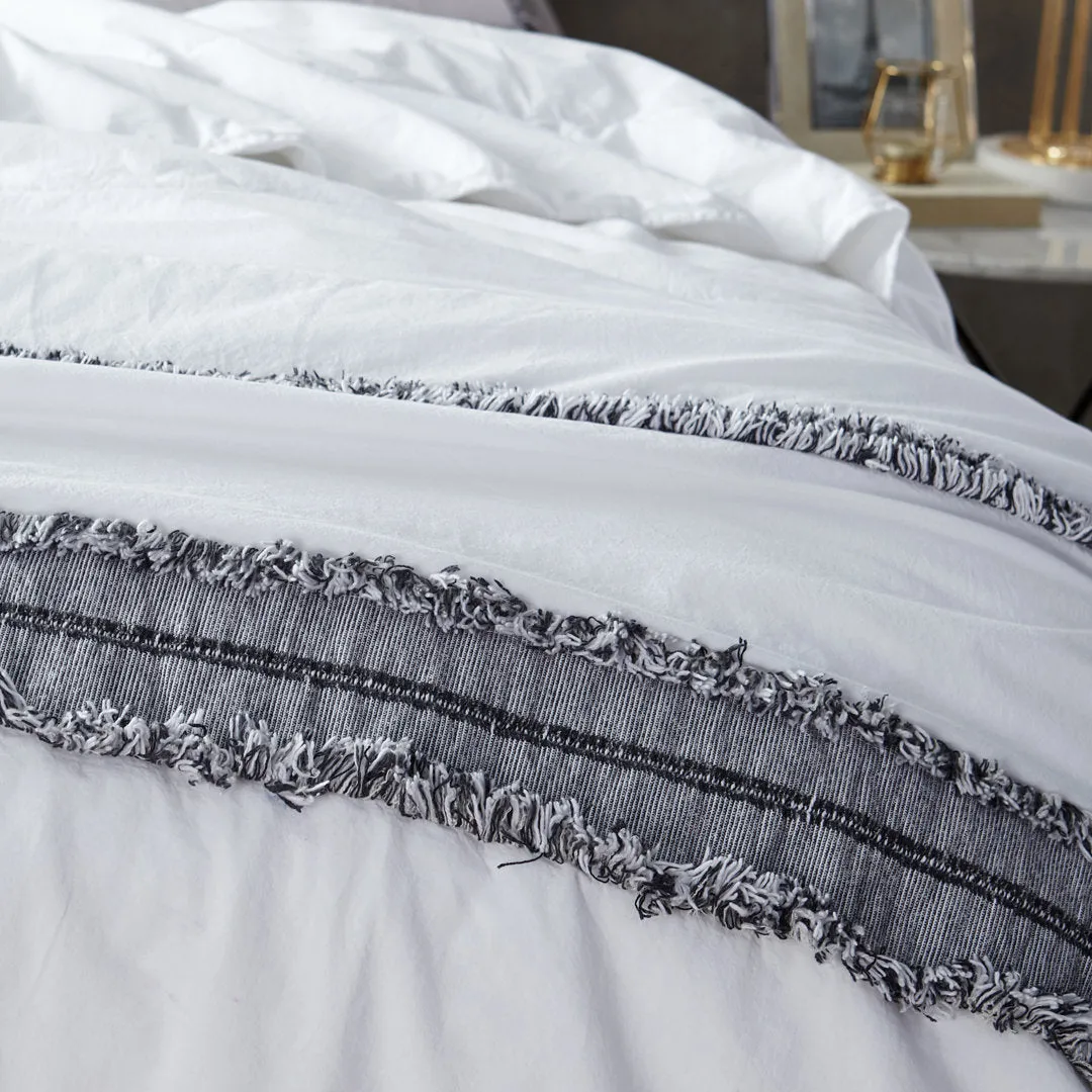 Portugal Boa Noite 200TC Washed Percale Cotton Fringe Duvet Cover Byourbed Size: Twin XL Duvet Cover