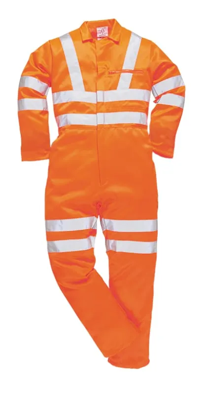 Portwest Rail Hi Vis Coverall Boiler Suit Orange Overalls RIS 3279 - RT42