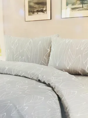Premier Bamboo Essence 1800 Grey leaf Print Wrinkle Free, Fade Resistant Full/Double Deep Pocket Sheet Set! Fits Mattresses Up To 18 Inches!