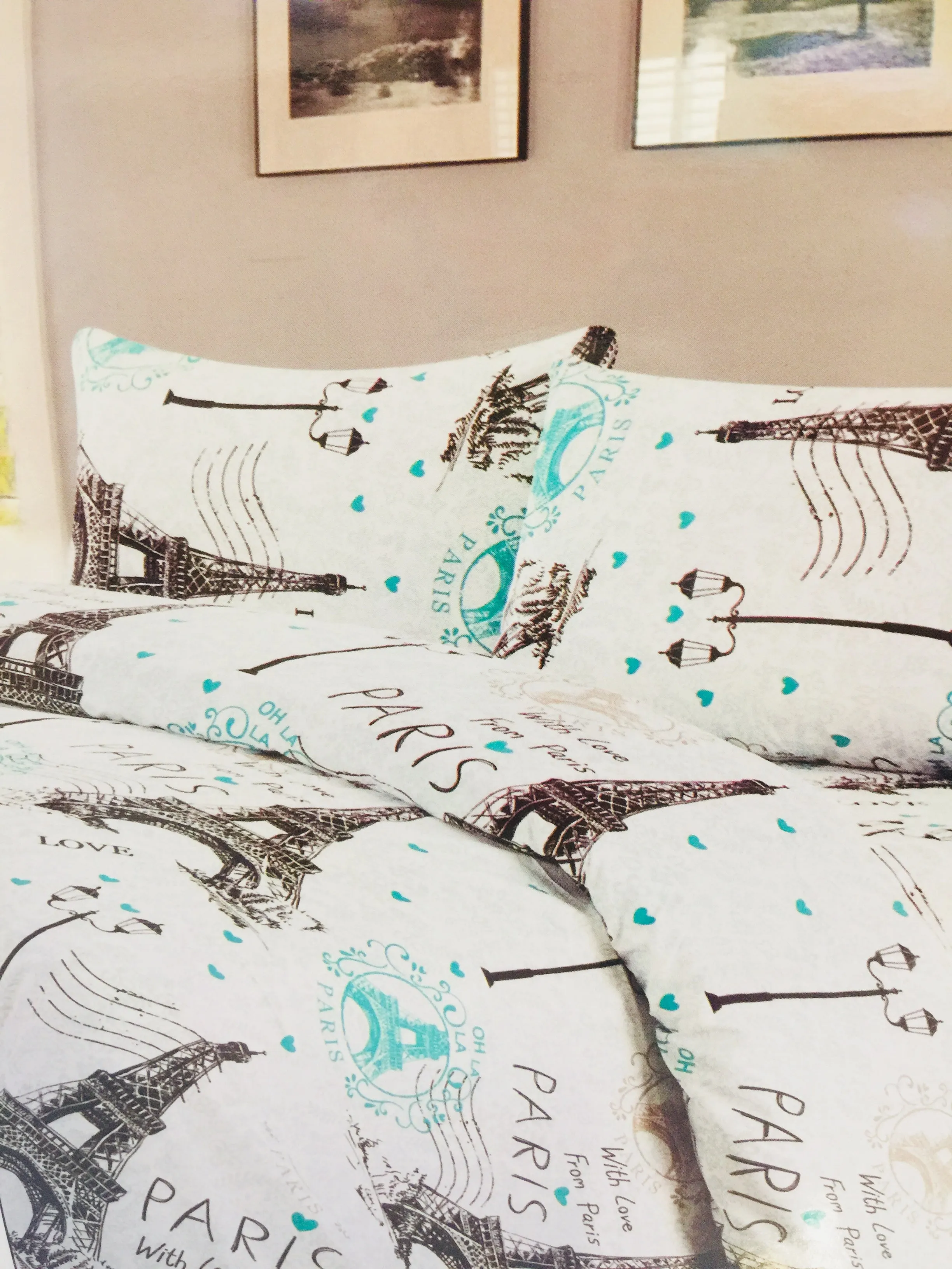 Premier Bamboo Essence 1800 Paris Print Wrinkle Free, Fade Resistant Full/Double Deep Pocket Sheet Set! Fits Mattresses Up To 18 Inches!