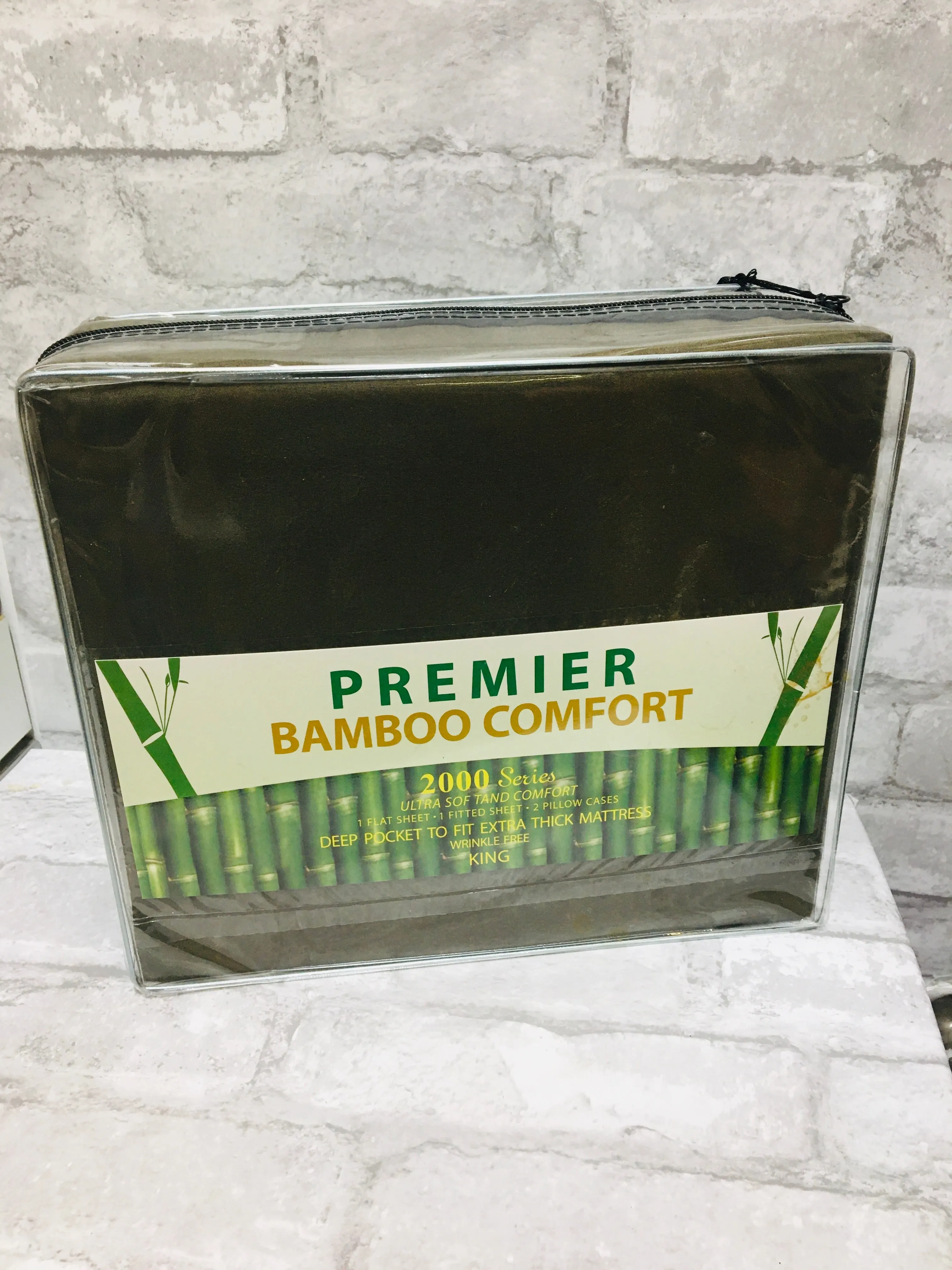 Premier Bamboo Essence 2000 Wrinkle Free, Fade Resistant Deep Pocket Sheet Set! Fits Mattresses Up To 16 Inches! King, Olive