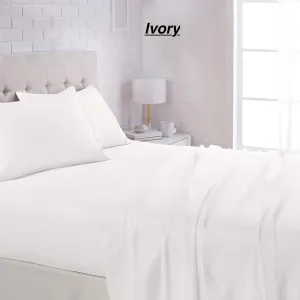 Premier Bamboo Essence 2800 Wrinkle Free, Fade Resistant Deep Pocket 4 Piece Sheet Set! Fits Mattresses Up To 18 Inches! IVORY, Full/Double!