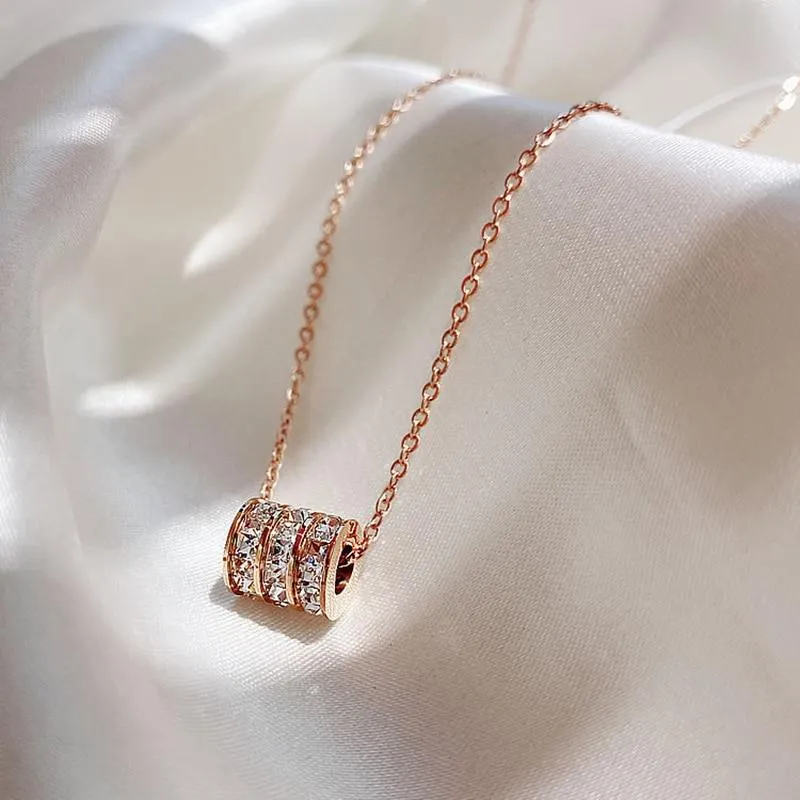 Premium Quality Titanium Steel Luxury Necklace Pendant Simple Rose Gold Clavicle Chain for Women