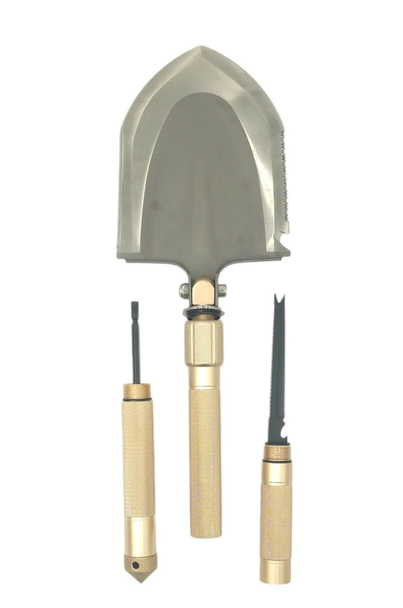 PrepPro Red/Gold Edition Tactical Survival Shovel | Multi-Function Outdoor Tool
