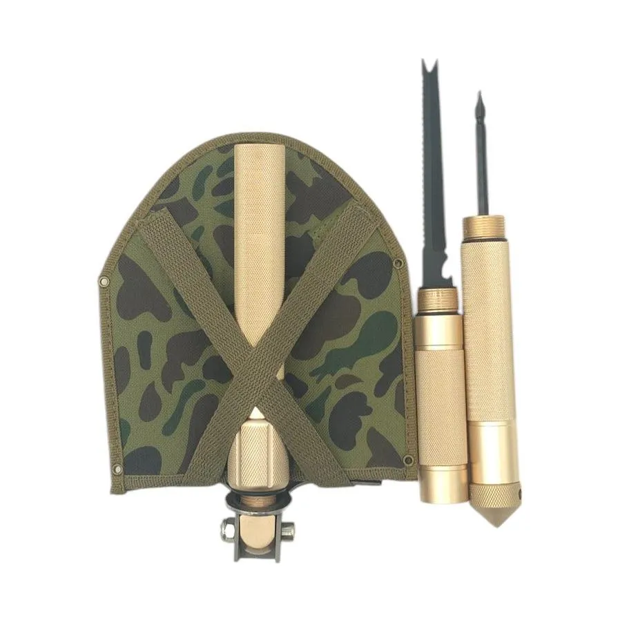 PrepPro Red/Gold Edition Tactical Survival Shovel | Multi-Function Outdoor Tool