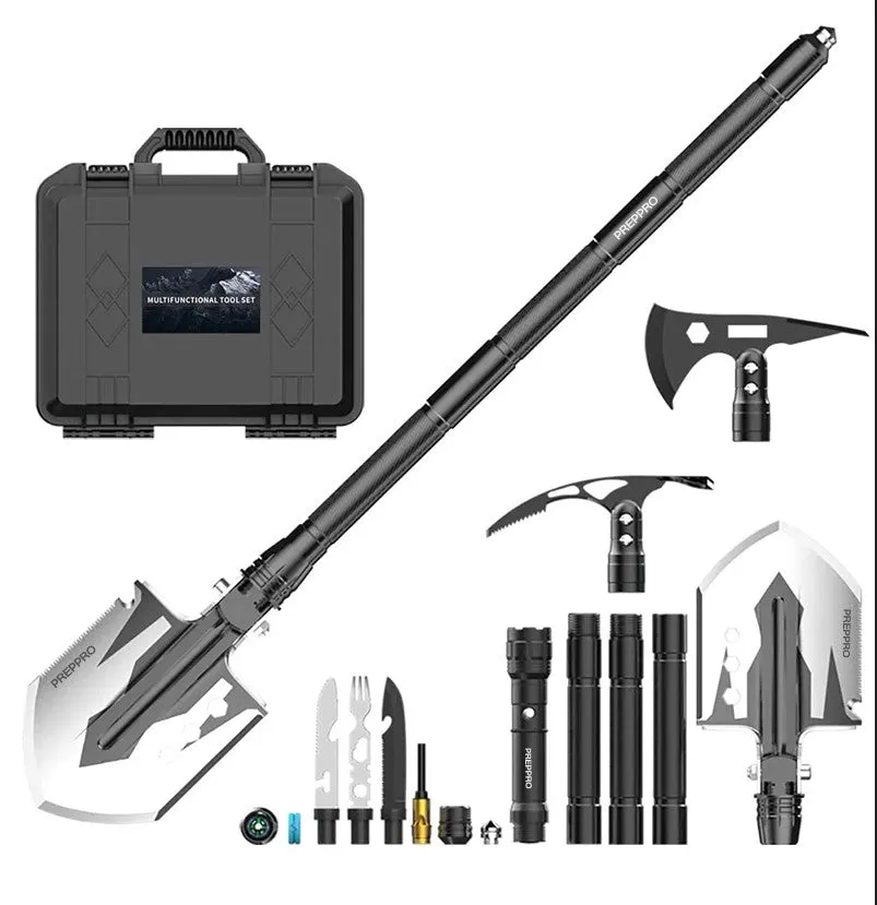 PrepPro Ultimate 14-in-1 Tactical Survival Shovel, Axe & Pick Tool