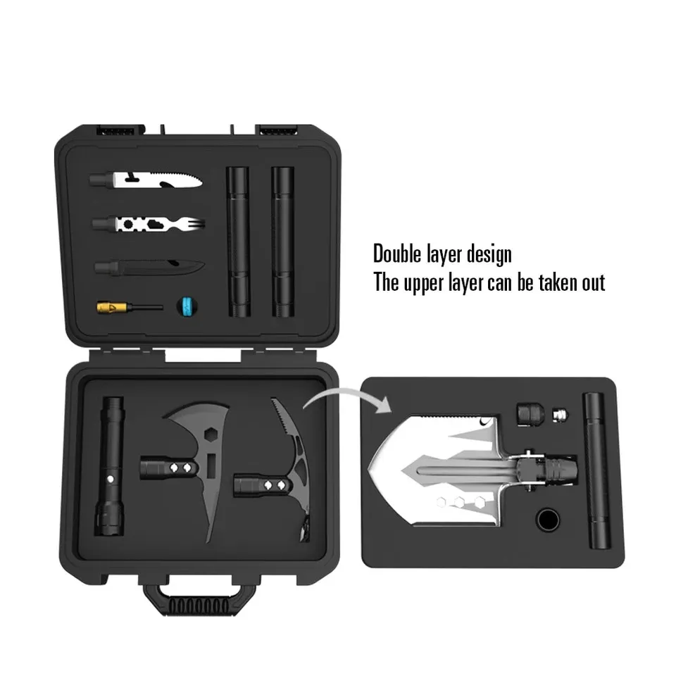 PrepPro Ultimate 14-in-1 Tactical Survival Shovel, Axe & Pick Tool