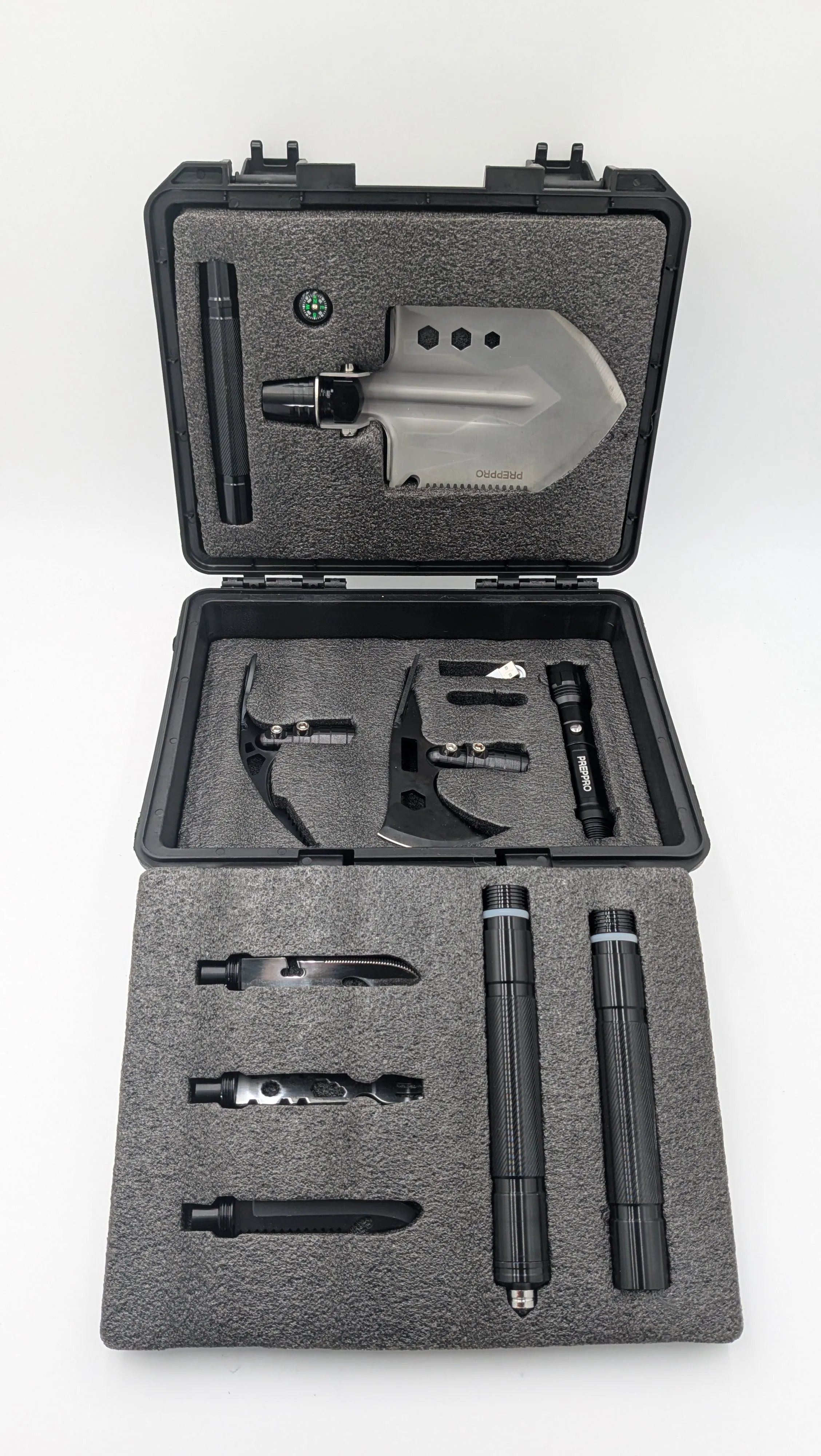PrepPro Ultimate 14-in-1 Tactical Survival Shovel, Axe & Pick Tool