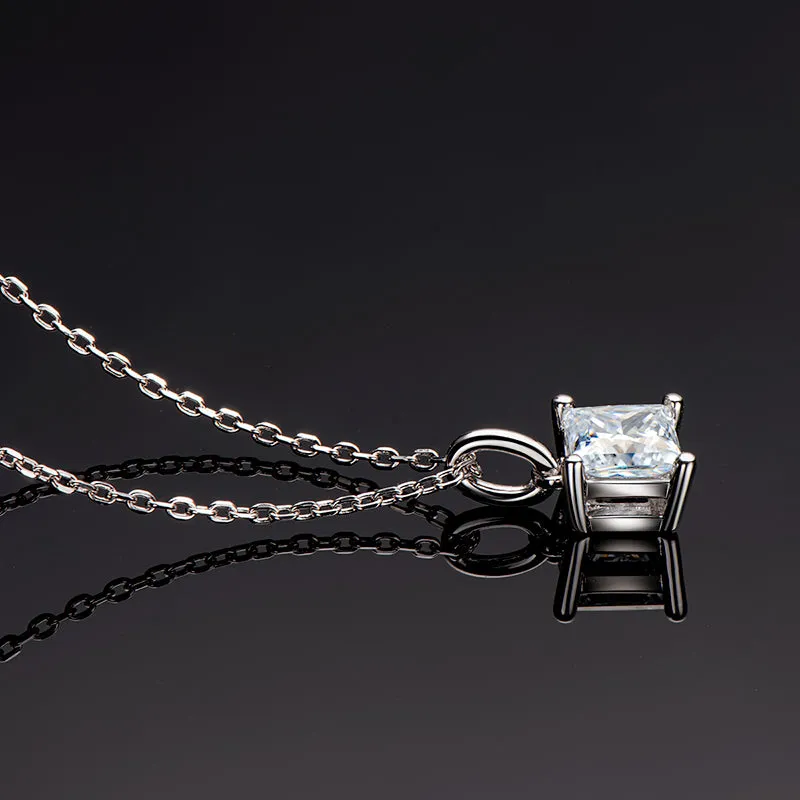 Princess Cut Moissanite Stud Earrings & Pendant Necklace