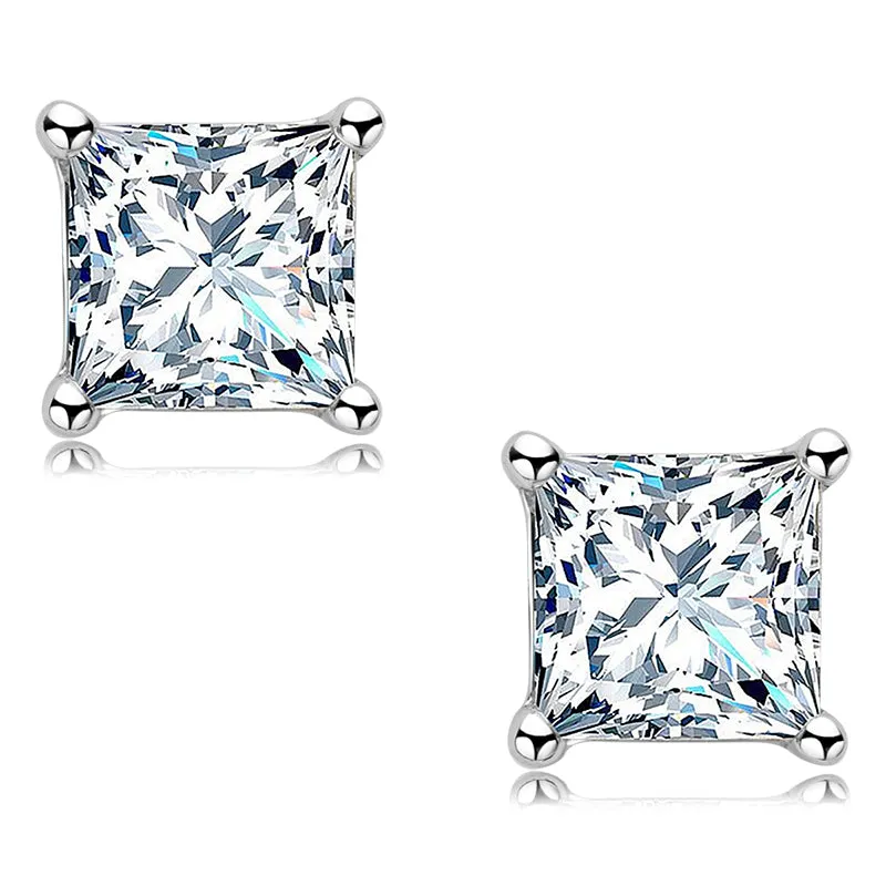 Princess Cut Moissanite Stud Earrings & Pendant Necklace