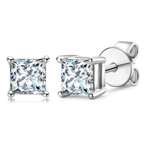 Princess Cut Moissanite Stud Earrings & Pendant Necklace