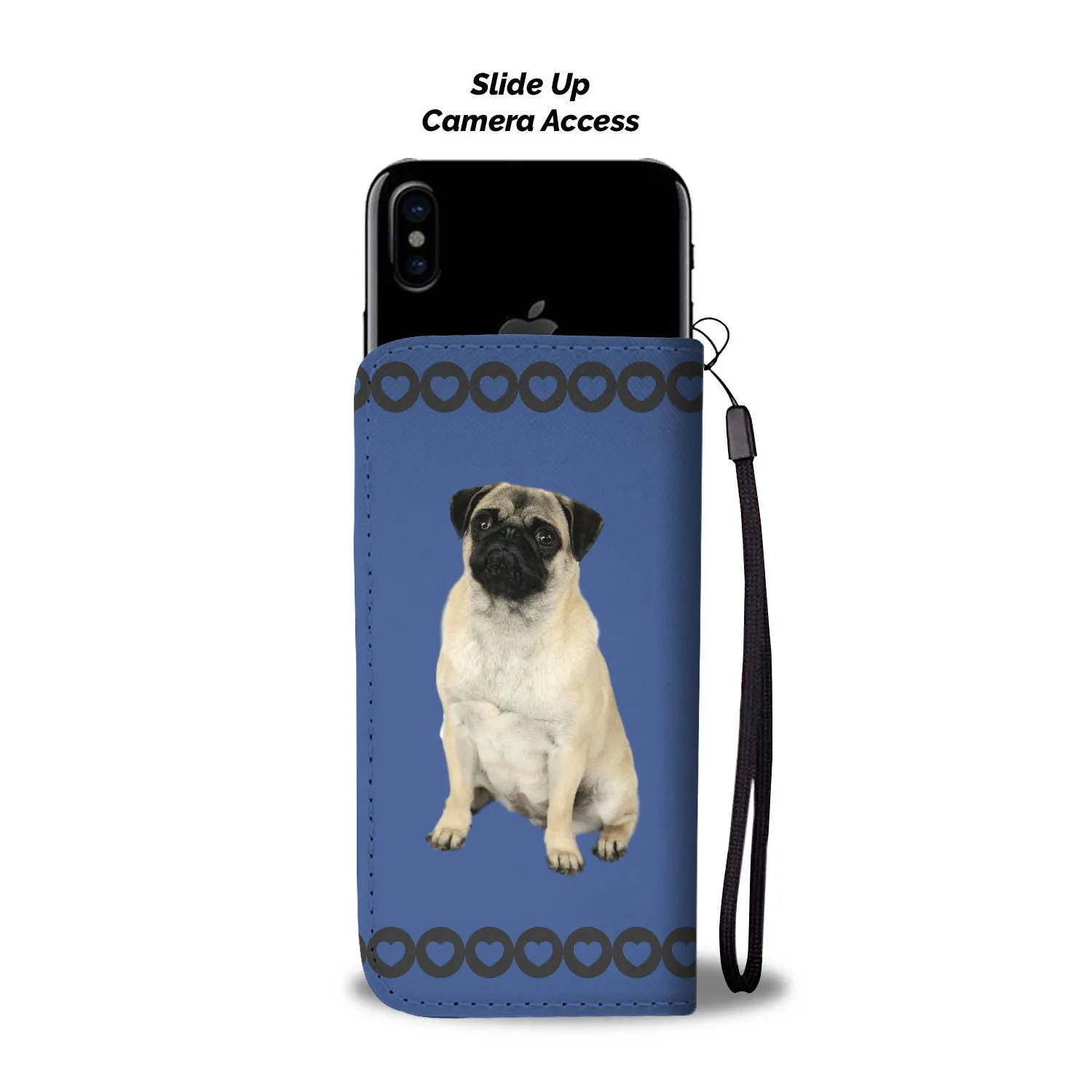 Pug Phone Case Wallet - Blue