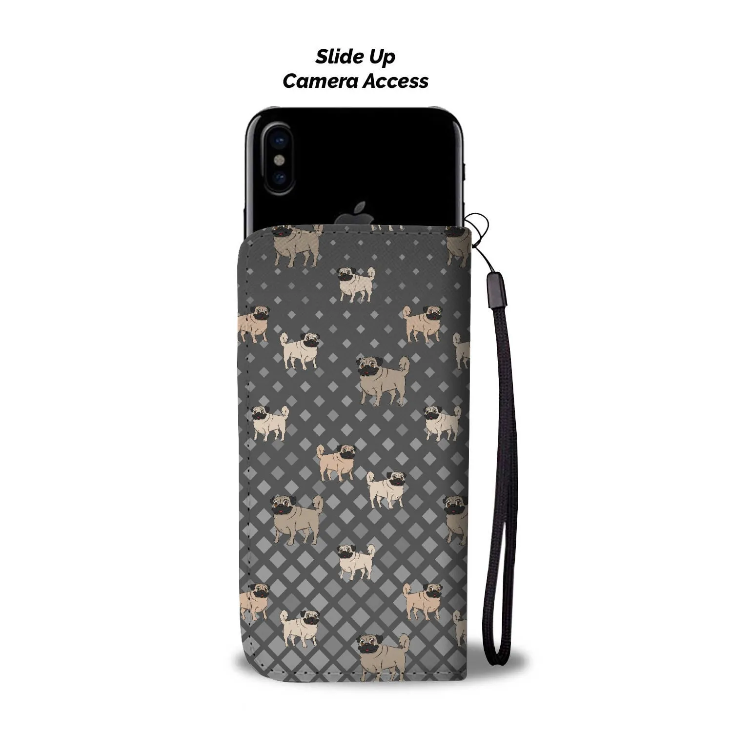 Pug Phone Case Wallet - Grey