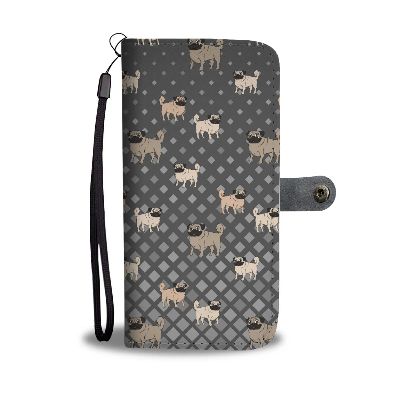 Pug Phone Case Wallet - Grey
