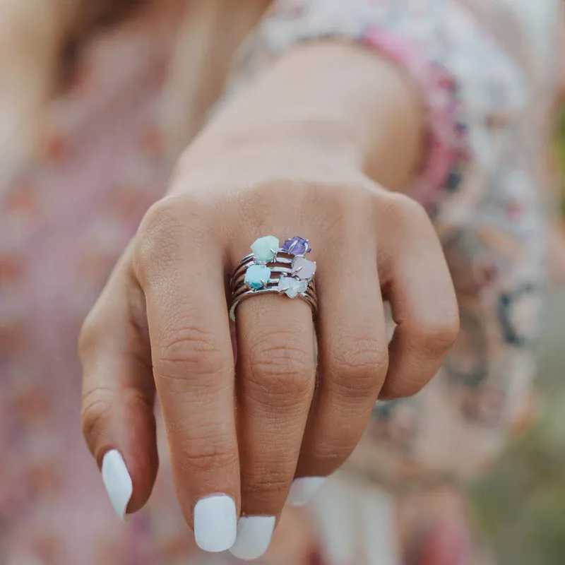 Pura Vida Silver Raw Gemstone Ring ~ Turquoise