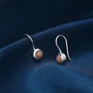 Pure Silver Earrings - Embellished With Rose Quartz Stone