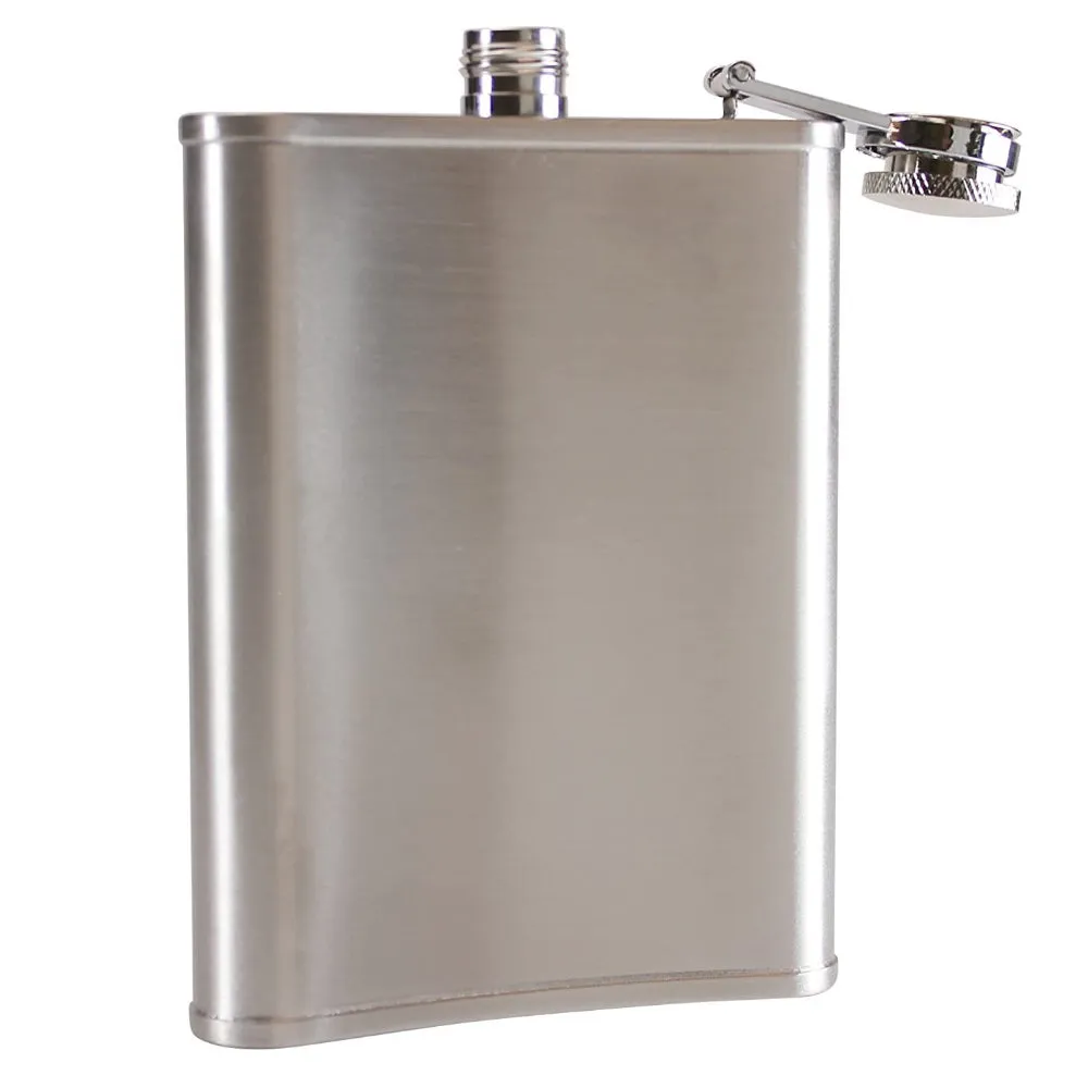 Pure Stainless Steel Hip Flask - 7oz - with Funnel