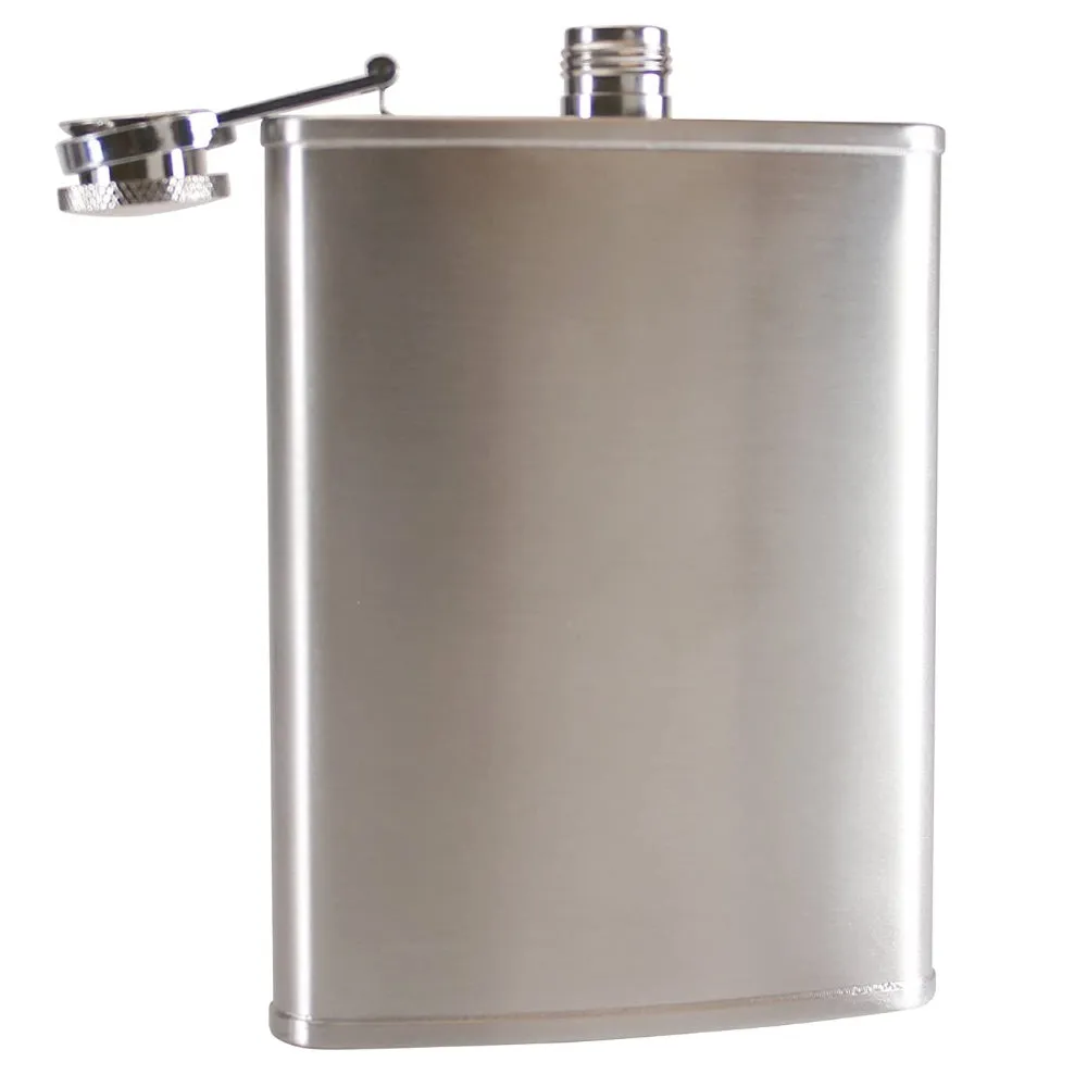 Pure Stainless Steel Hip Flask - 7oz - with Funnel