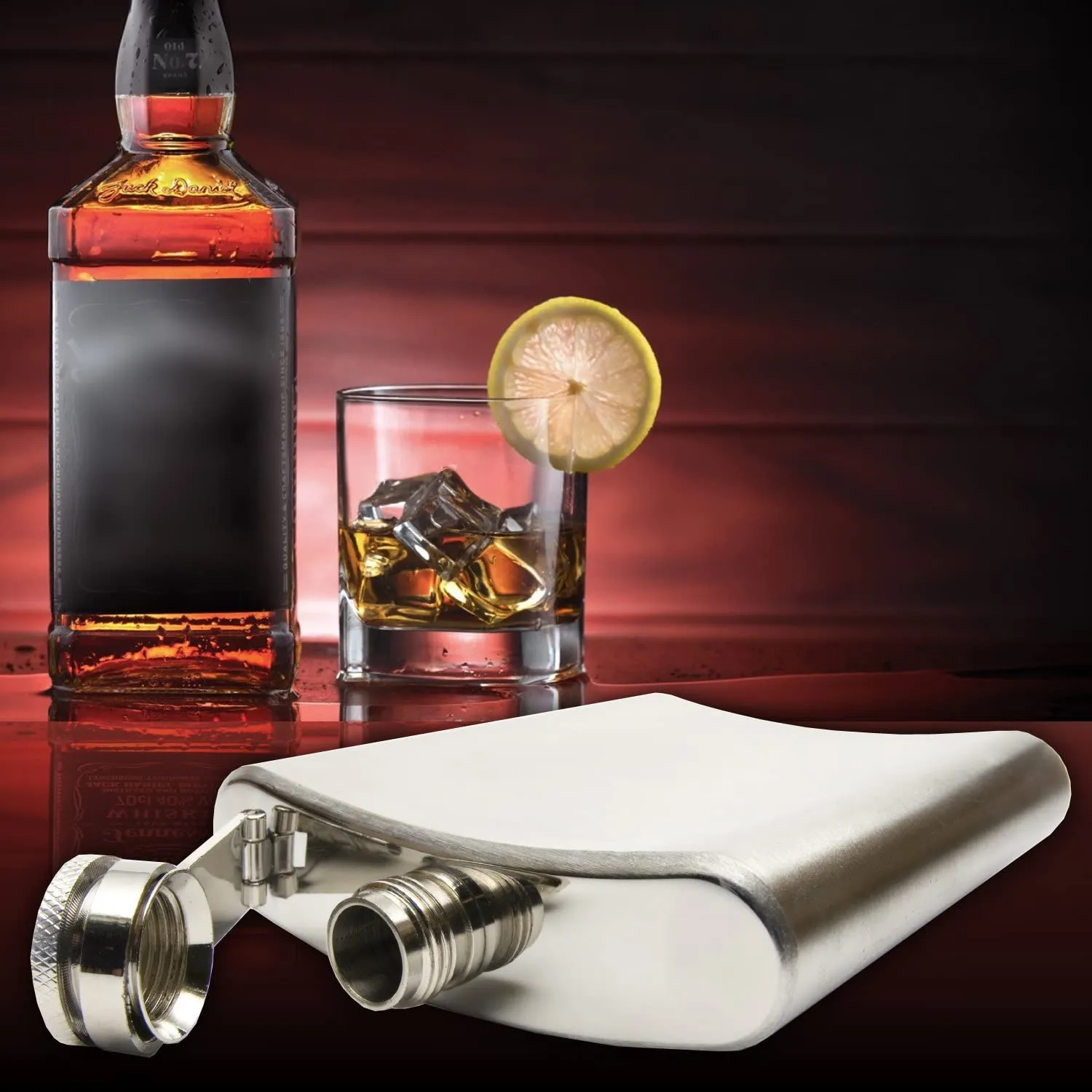 Pure Stainless Steel Hip Flask - 7oz - with Funnel