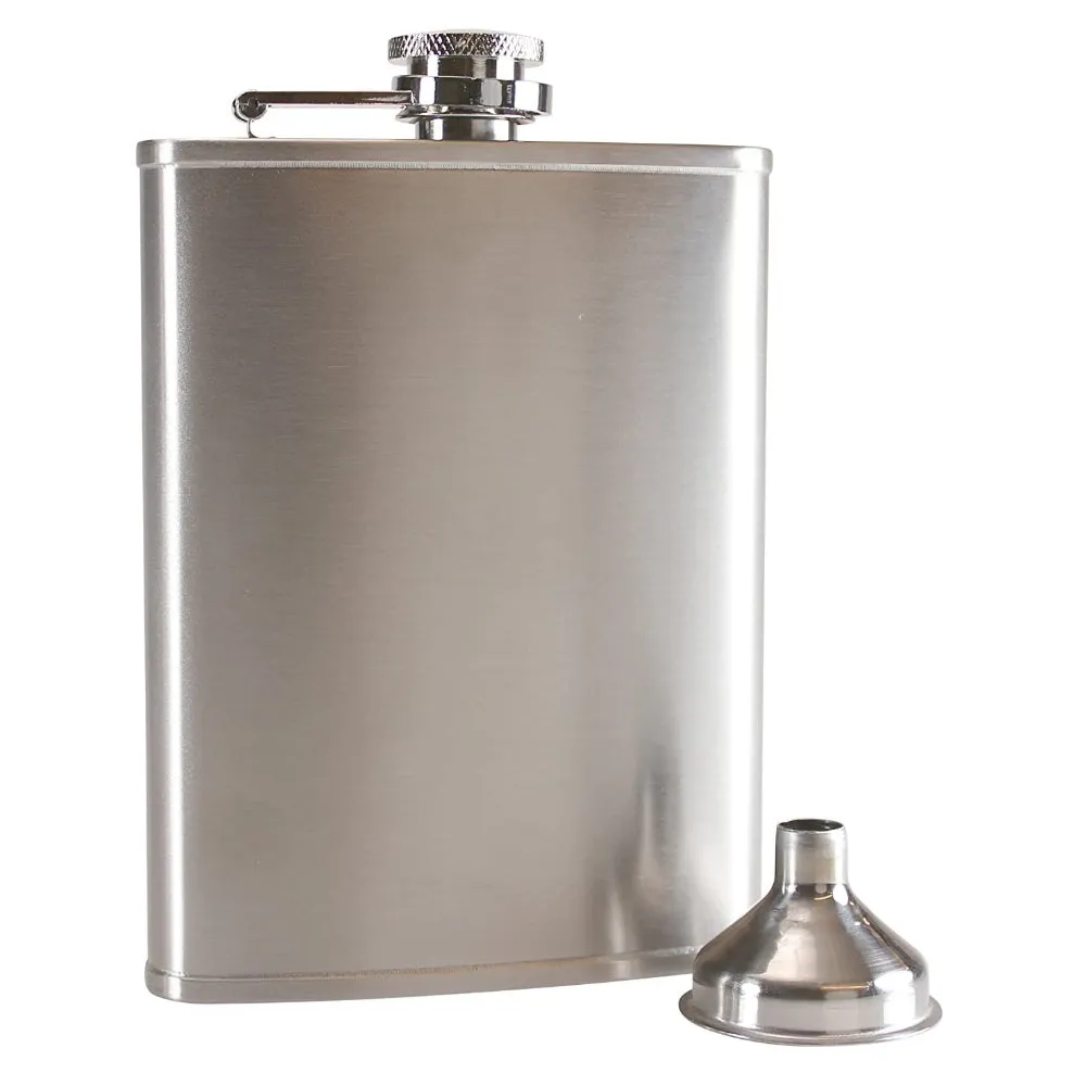 Pure Stainless Steel Hip Flask - 7oz - with Funnel