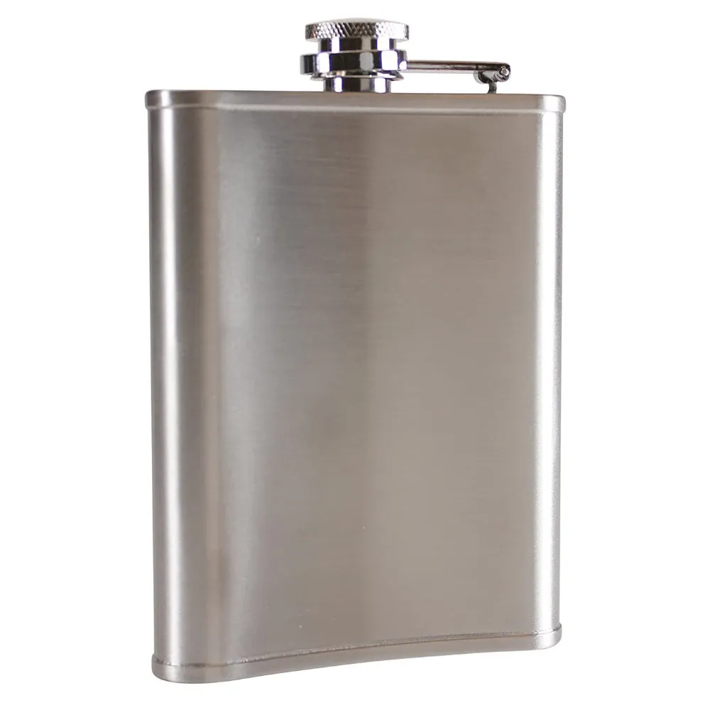 Pure Stainless Steel Hip Flask - 7oz - with Funnel