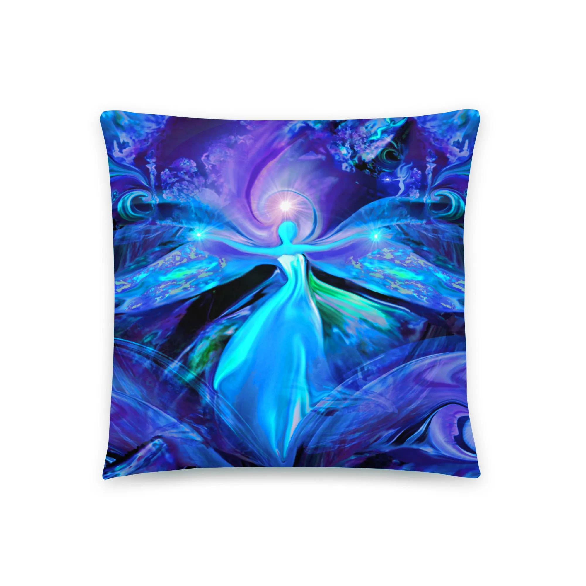 Purple Angel Throw Pillow, Reiki-Inspired Home Decor, Third Eye Chakra - "The Seer"