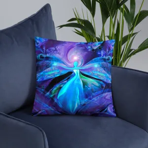 Purple Angel Throw Pillow, Reiki-Inspired Home Decor, Third Eye Chakra - "The Seer"