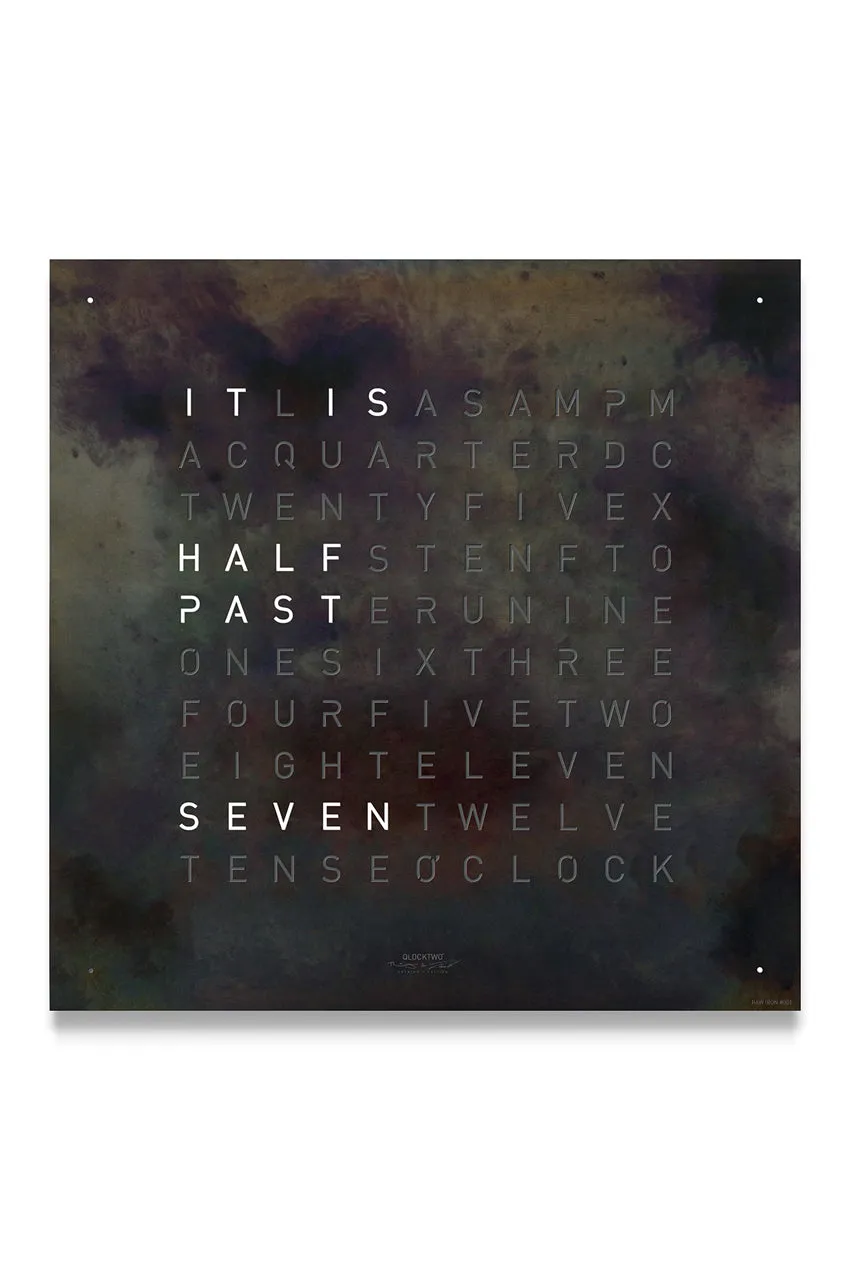 QLOCKTWO Creator's Edition Wall Clock with RAW IRON Steel Faceplate