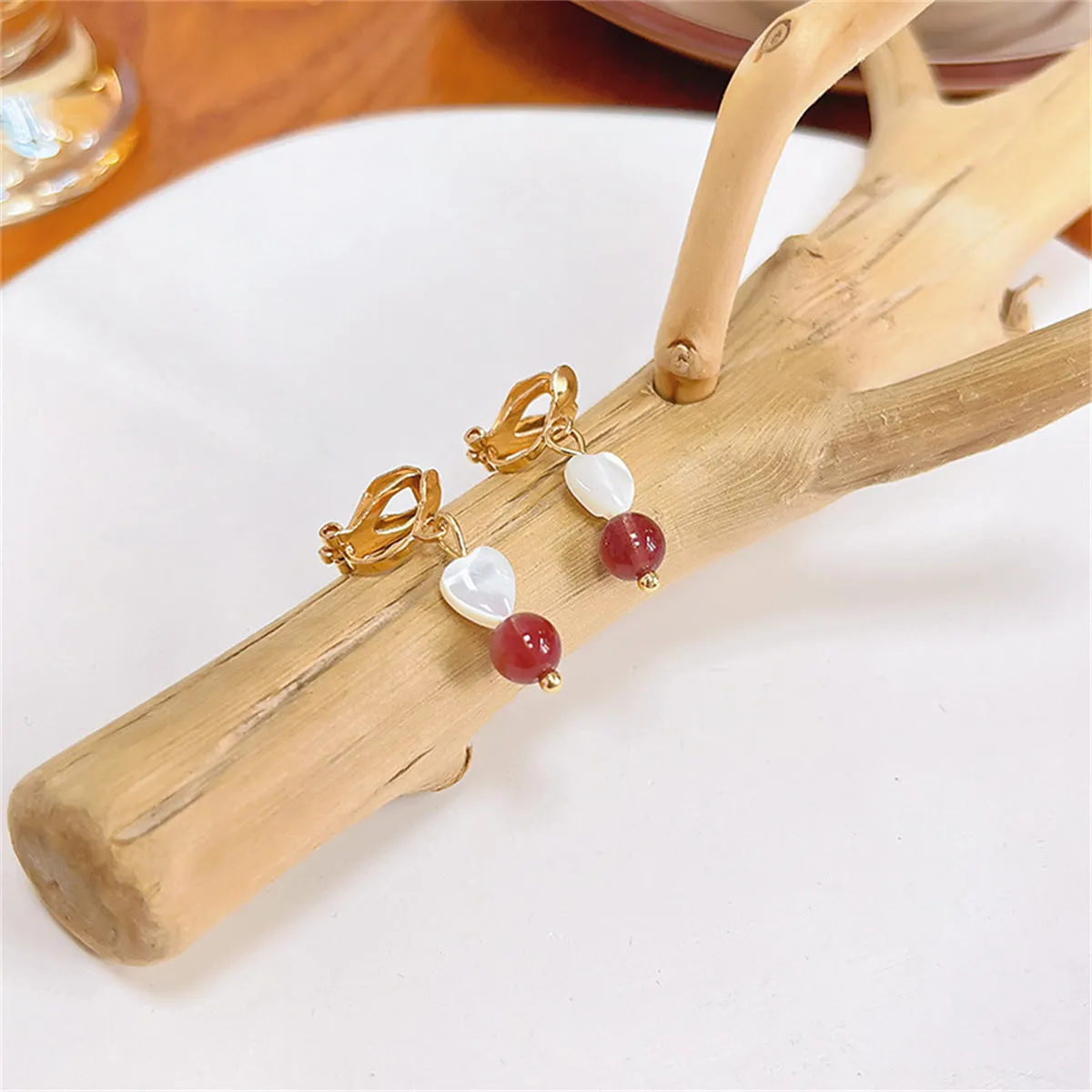 Quartz & 18K Gold-Plated Heart Drop Earrings