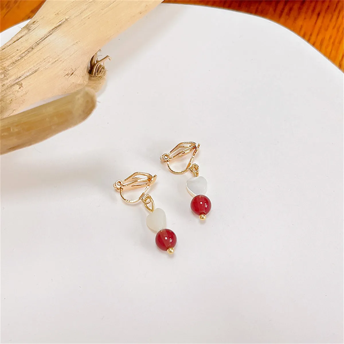 Quartz & 18K Gold-Plated Heart Drop Earrings