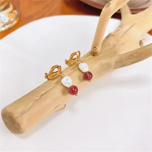 Quartz & 18K Gold-Plated Heart Drop Earrings
