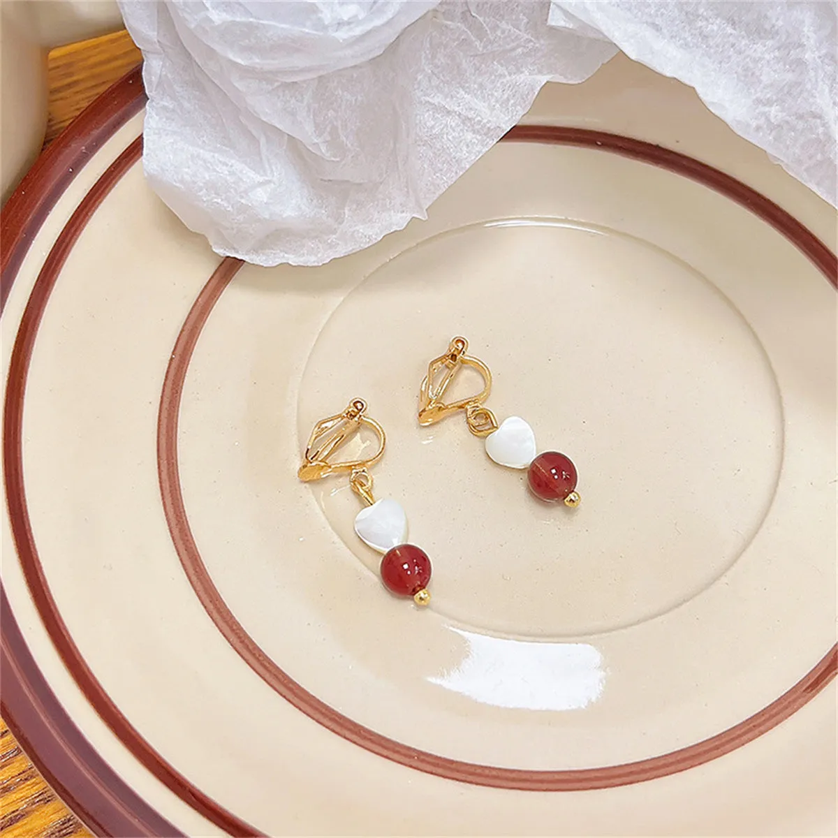 Quartz & 18K Gold-Plated Heart Drop Earrings