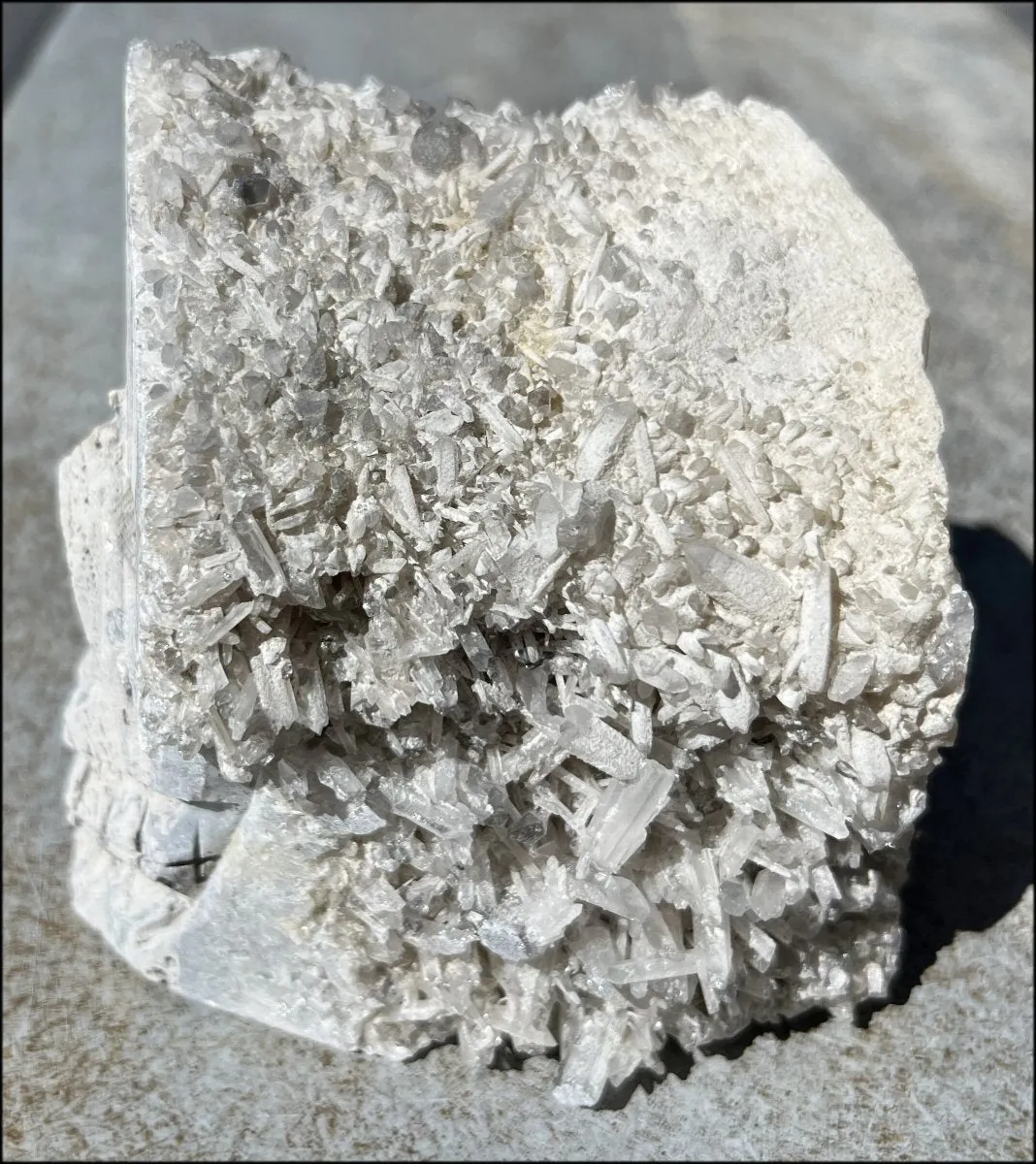 Quartz Crystal   Limestone METAMORPHOSIS Crystal Skull with Fantastic Sparkly Crystal Points