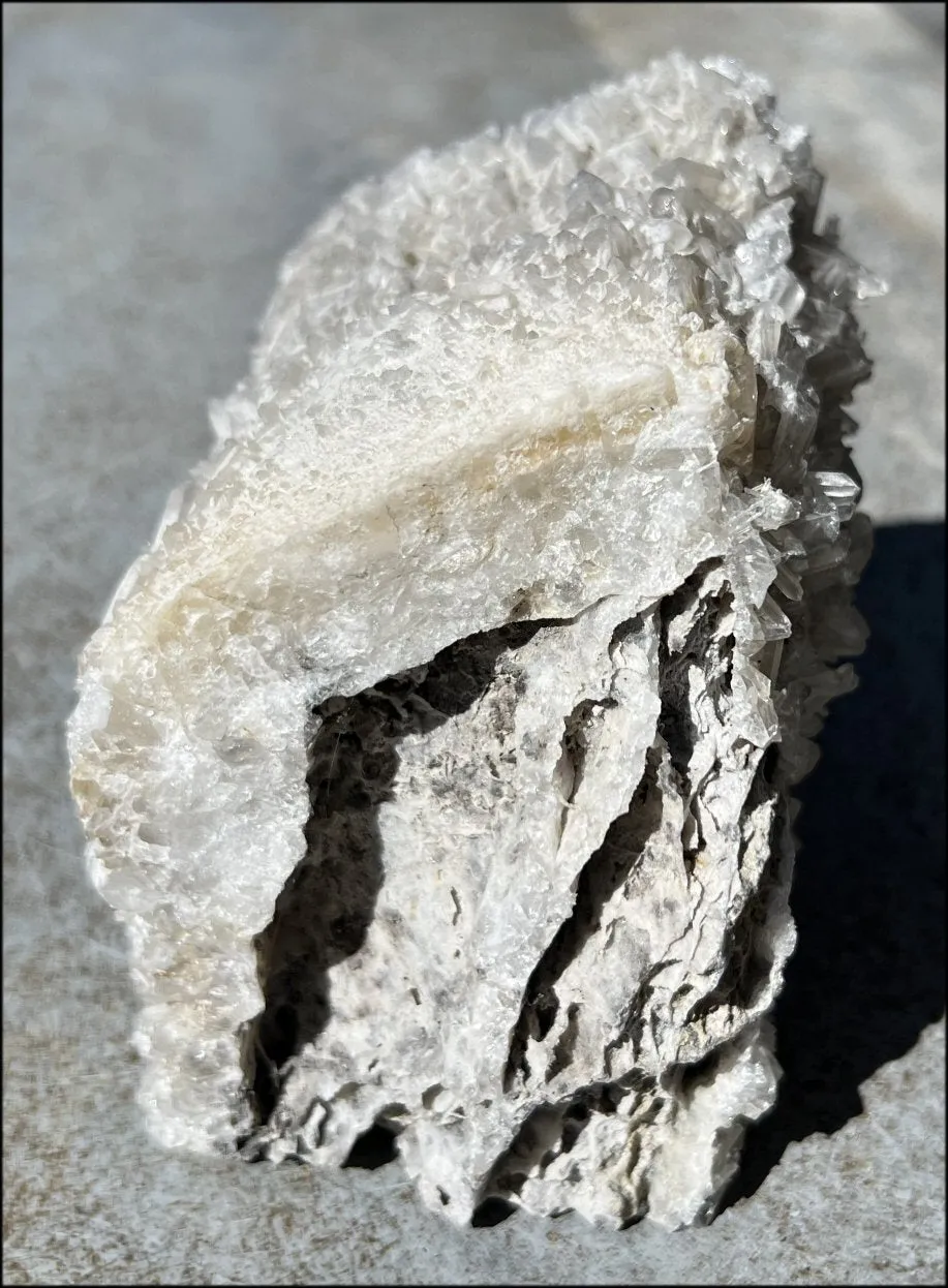 Quartz Crystal   Limestone METAMORPHOSIS Crystal Skull with Fantastic Sparkly Crystal Points