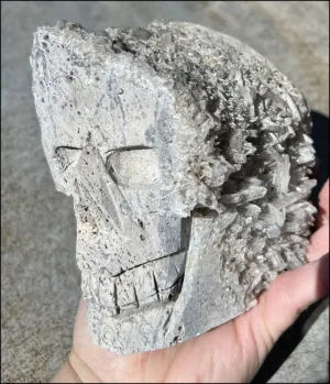 Quartz Crystal   Limestone METAMORPHOSIS Crystal Skull with Fantastic Sparkly Crystal Points