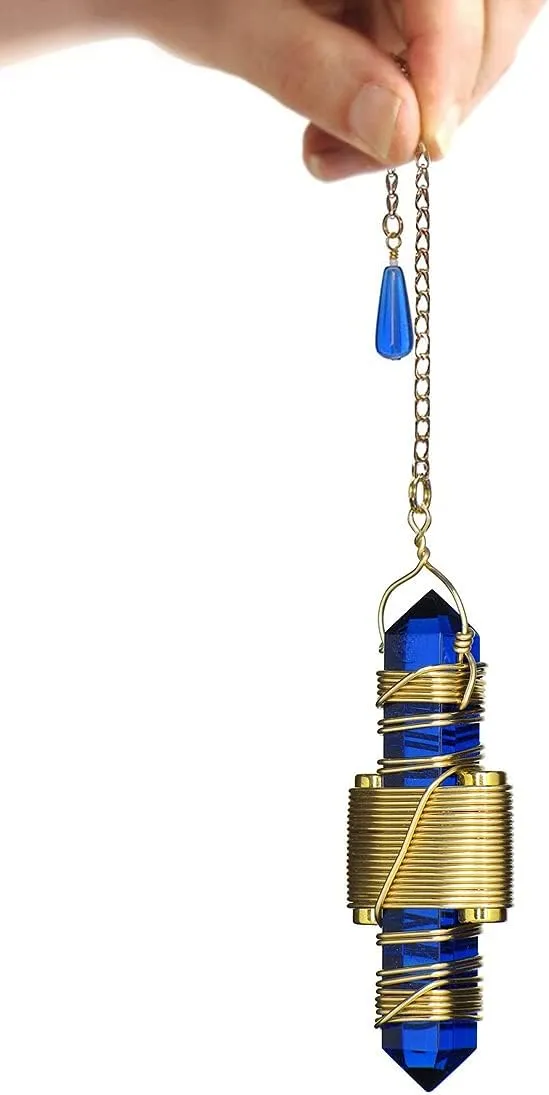 Quartz Crystal Pendulum Healing Tool- 2.5" Buddha Maitreya the Christ Etheric Weaver® in Gold Filled Wire