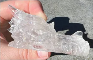 Quartz Dragon Crystal Skull with Bi-Colored Hematite inclusions - Focus, Transformation