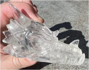 Quartz DRAGON Crystal Skull with Shimmery Rainbows - Focus, Transformation