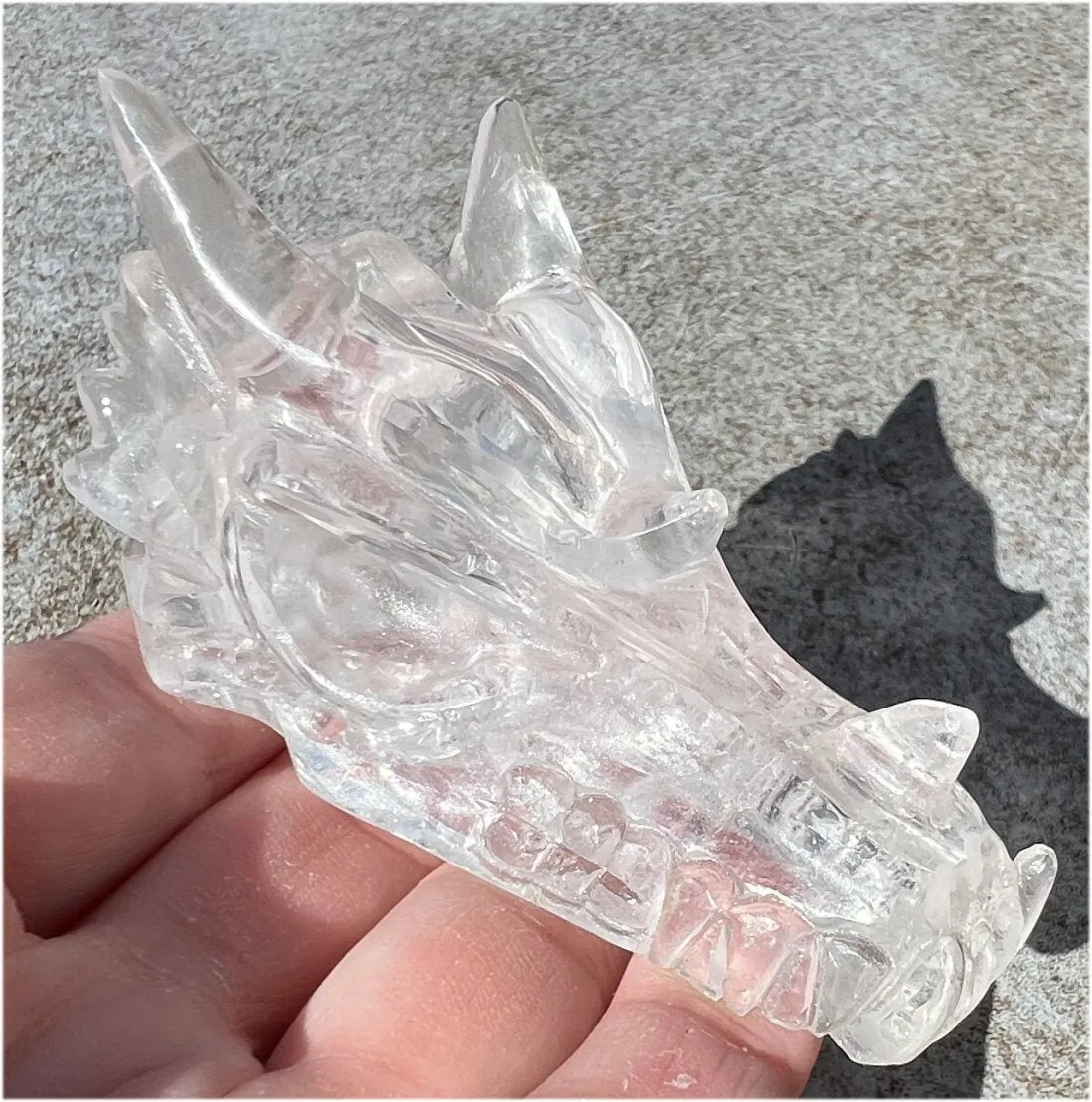 Quartz DRAGON Crystal Skull with Shimmery Rainbows - Focus, Transformation