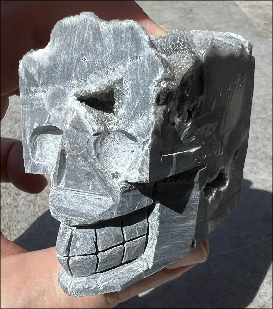 Quartz METAMORPHOSIS Crystal Skull with Fabulous Druzy Formations and Vugs
