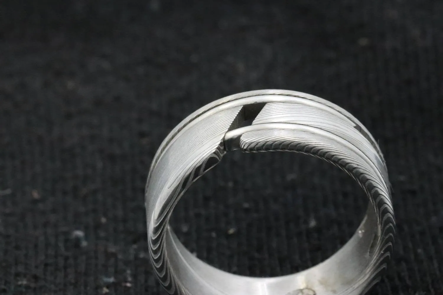 "One" hybrid Damascus steel ring "WOODGRAIN" ring! Stainless Damasteel ring mens wedding bands woodgrain pattern damascus