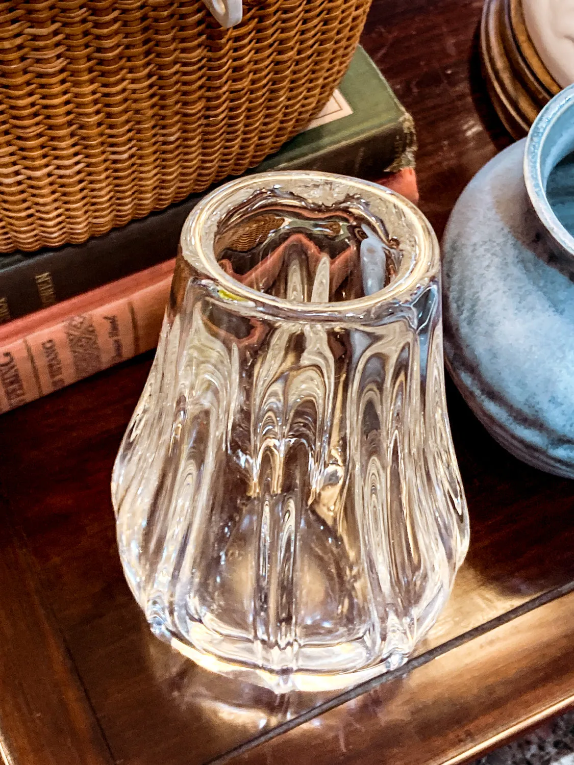 Radiant Vintage Daum Style Hand-Blown Thick Curvy Glass Vase