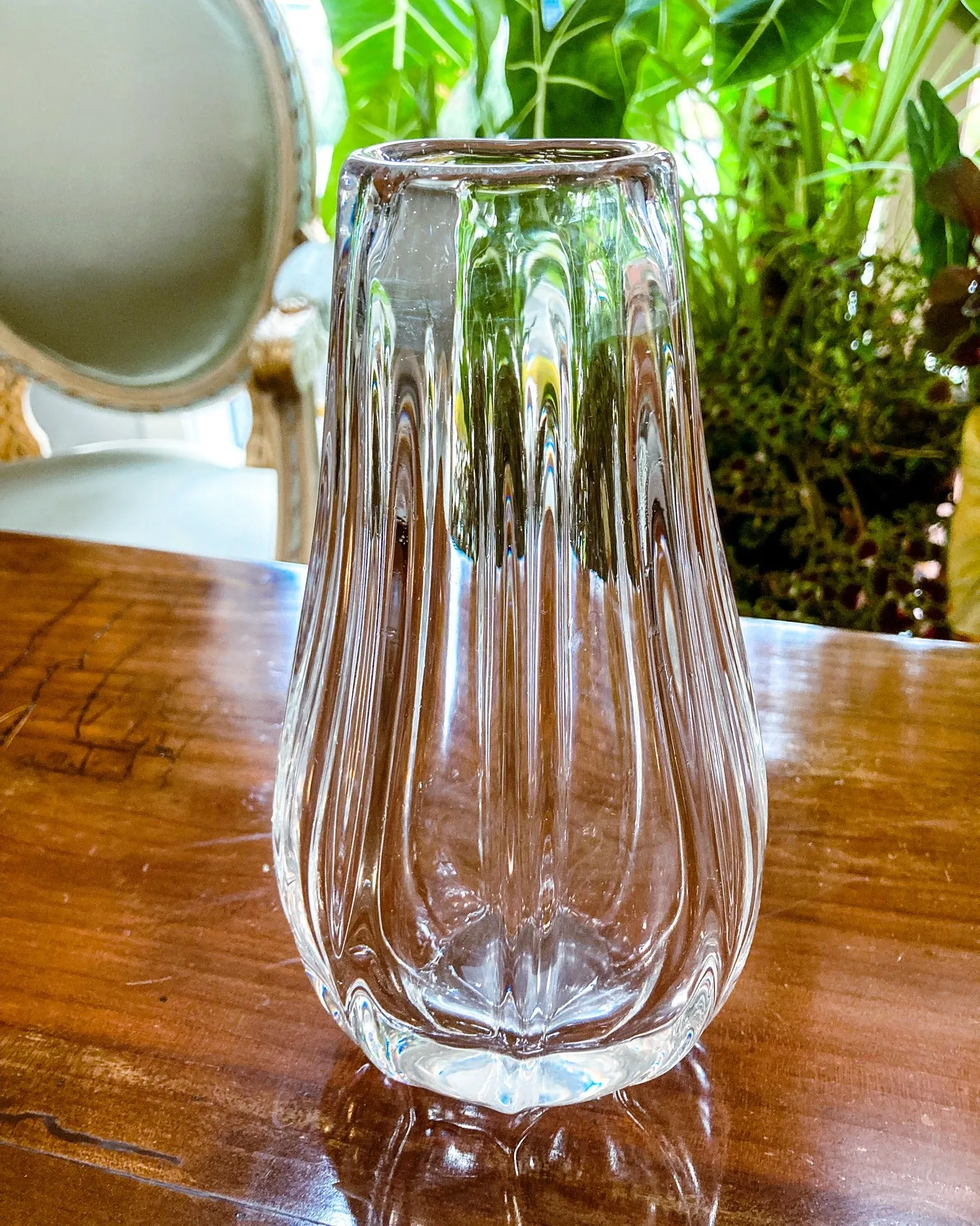 Radiant Vintage Daum Style Hand-Blown Thick Curvy Glass Vase