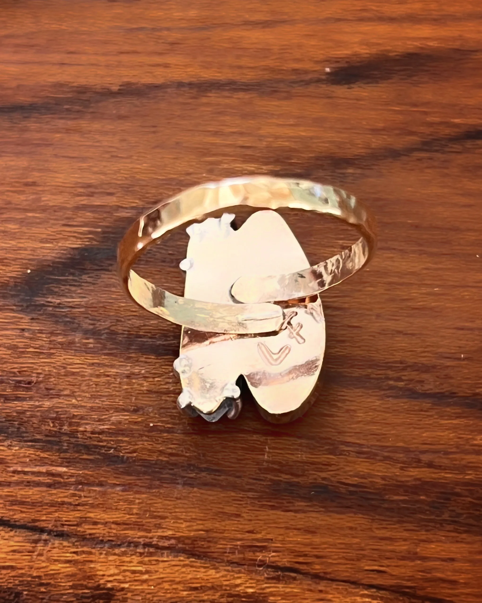 RARE crystal pipe opal & quartz ring (sizes 6 to 9)
