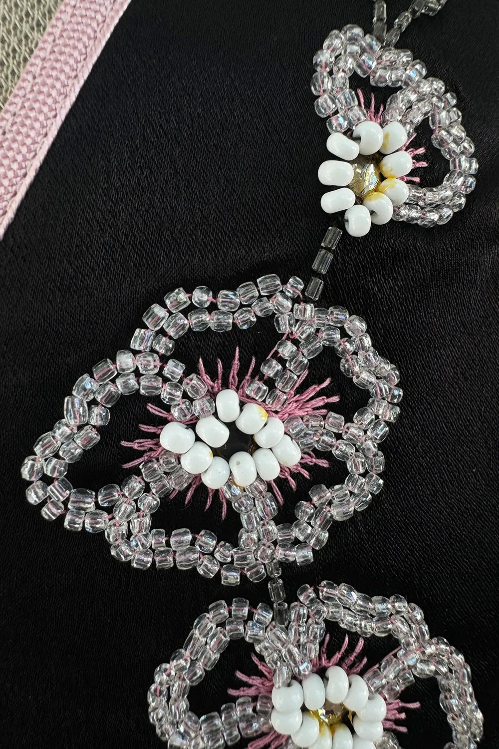 Rare Spring 1977 Bill Gibb "Flowers & Lace" Collection Beaded Halter Ruffle Dress