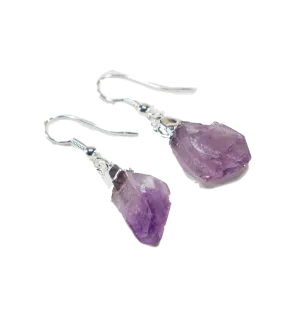Raw Gemstone Points Earrings with Silver