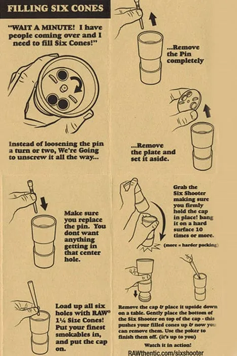 Raw Six Shooter Cone Filler-1 1/4