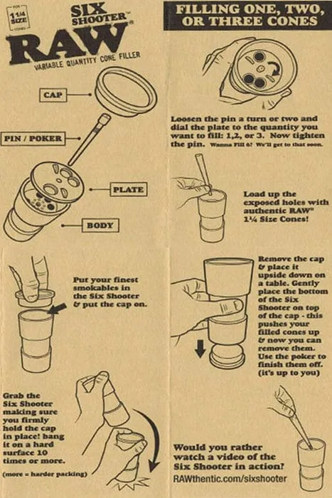 Raw Six Shooter Cone Filler-1 1/4